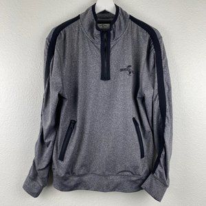 Universal Studios 1/4 Zip Pullover Long Sleeve Shirt Gray & Black Zipper Pockets